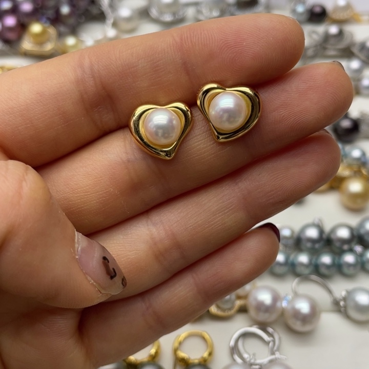 海水珍珠耳饰银S925镶嵌