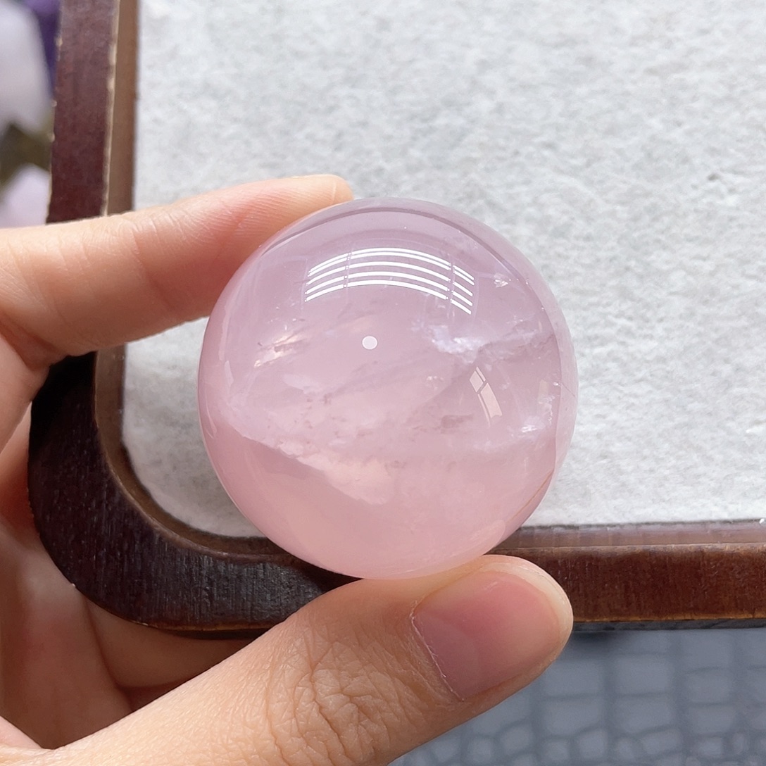 珠宝半成品未镶嵌水晶15粉晶球卡4mm无裂