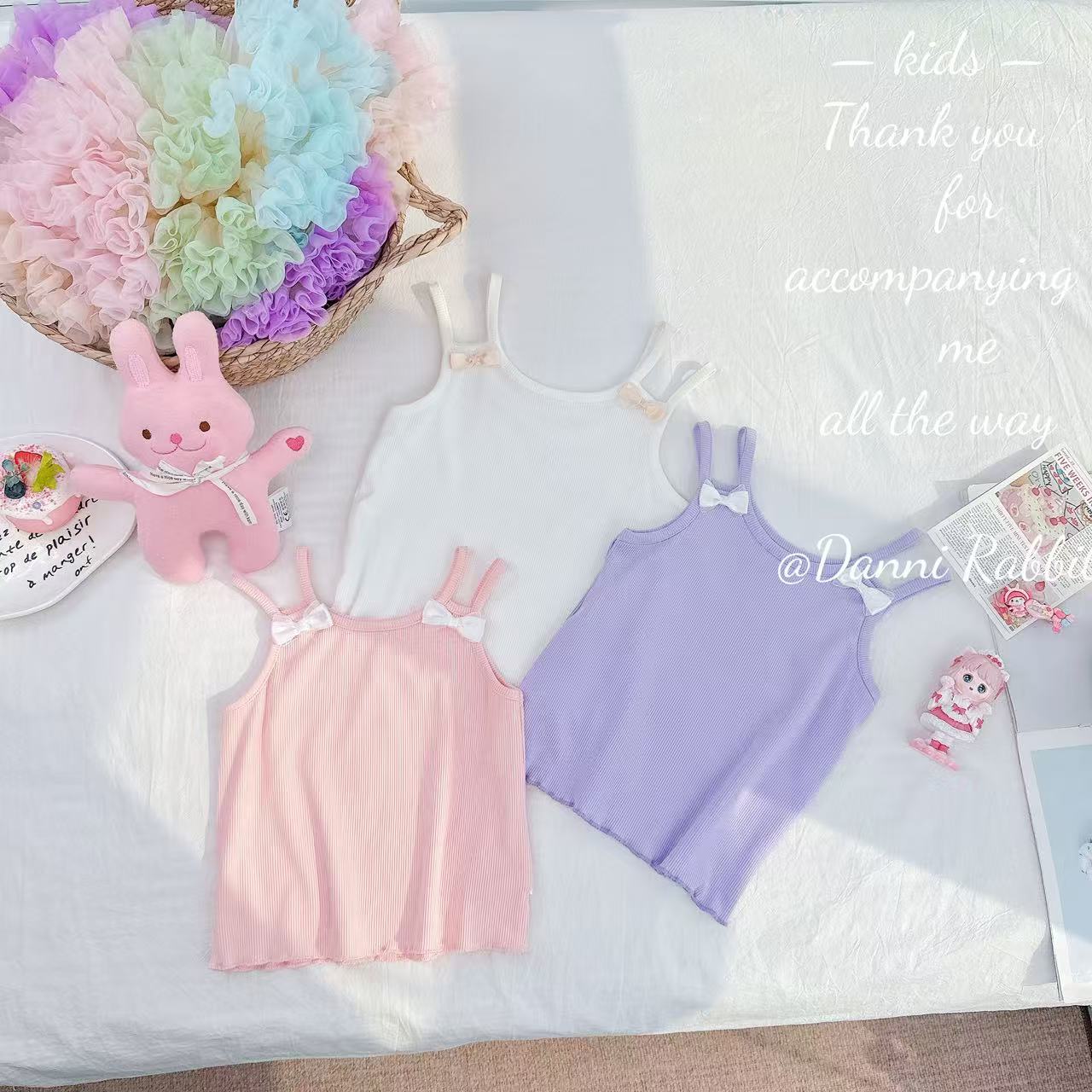 新款夏装超可爱纯色甜妹女童吊带背心 D-S316