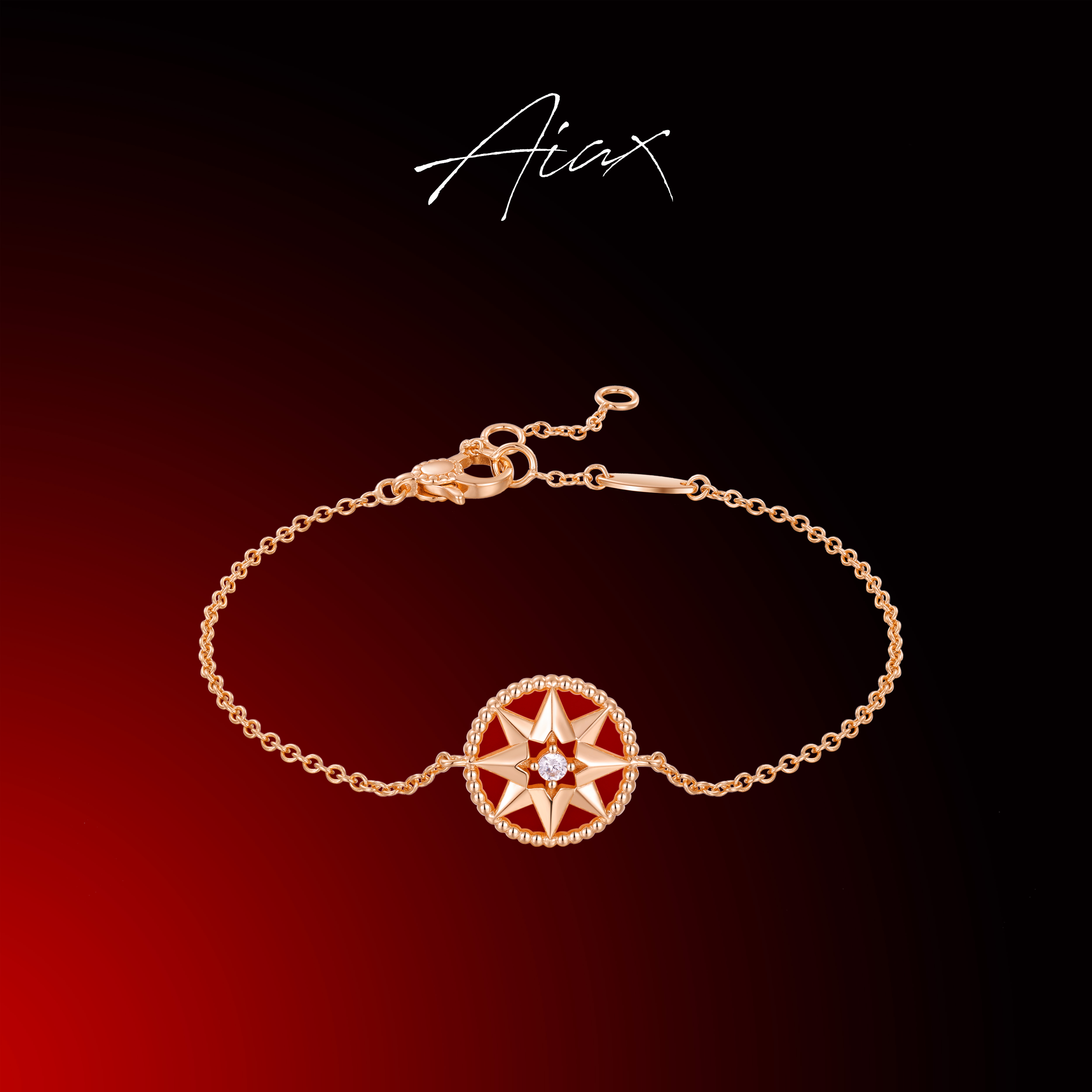 AIAX 925银 镀K金 经典气质时尚轻奢镶嵌气质罗盘手链TSS7332