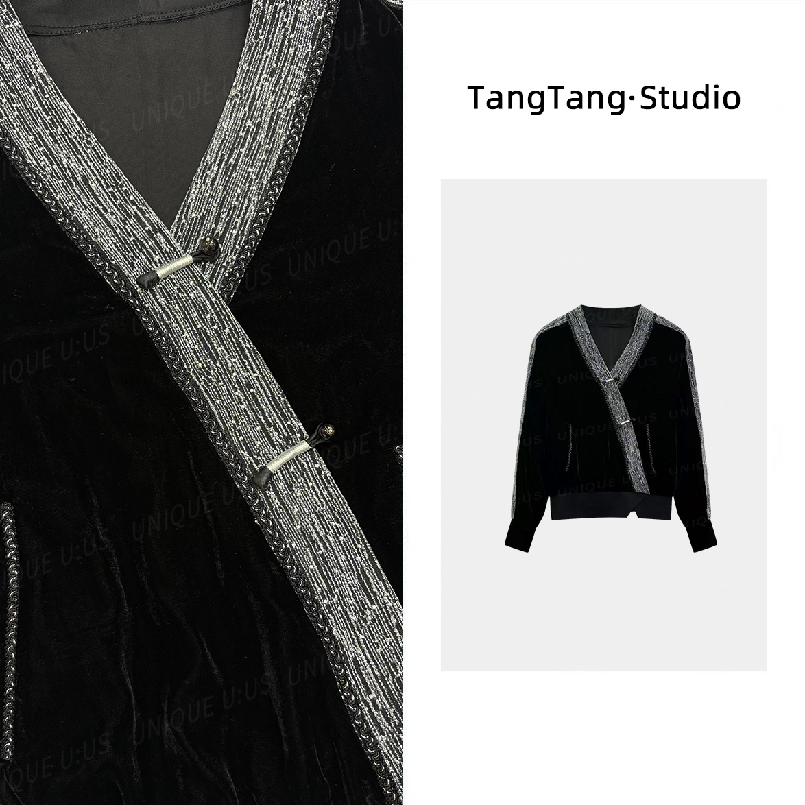 【TangTang·Studio】罗马星空丝绒高级气质显瘦女装上衣-256516