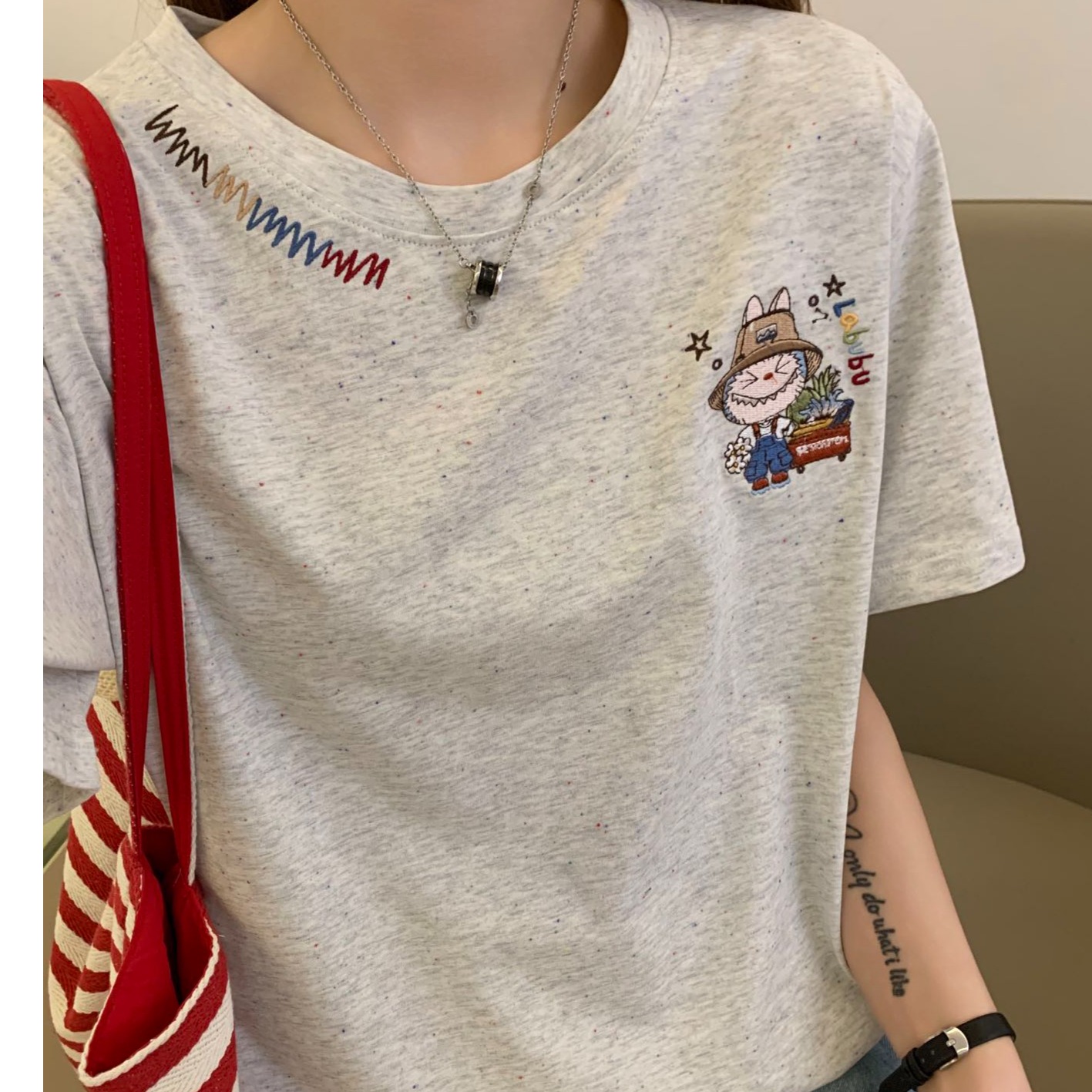 【波浪线拉布布】夏季新品5019波浪线拉布布彩点短袖运动减龄女生