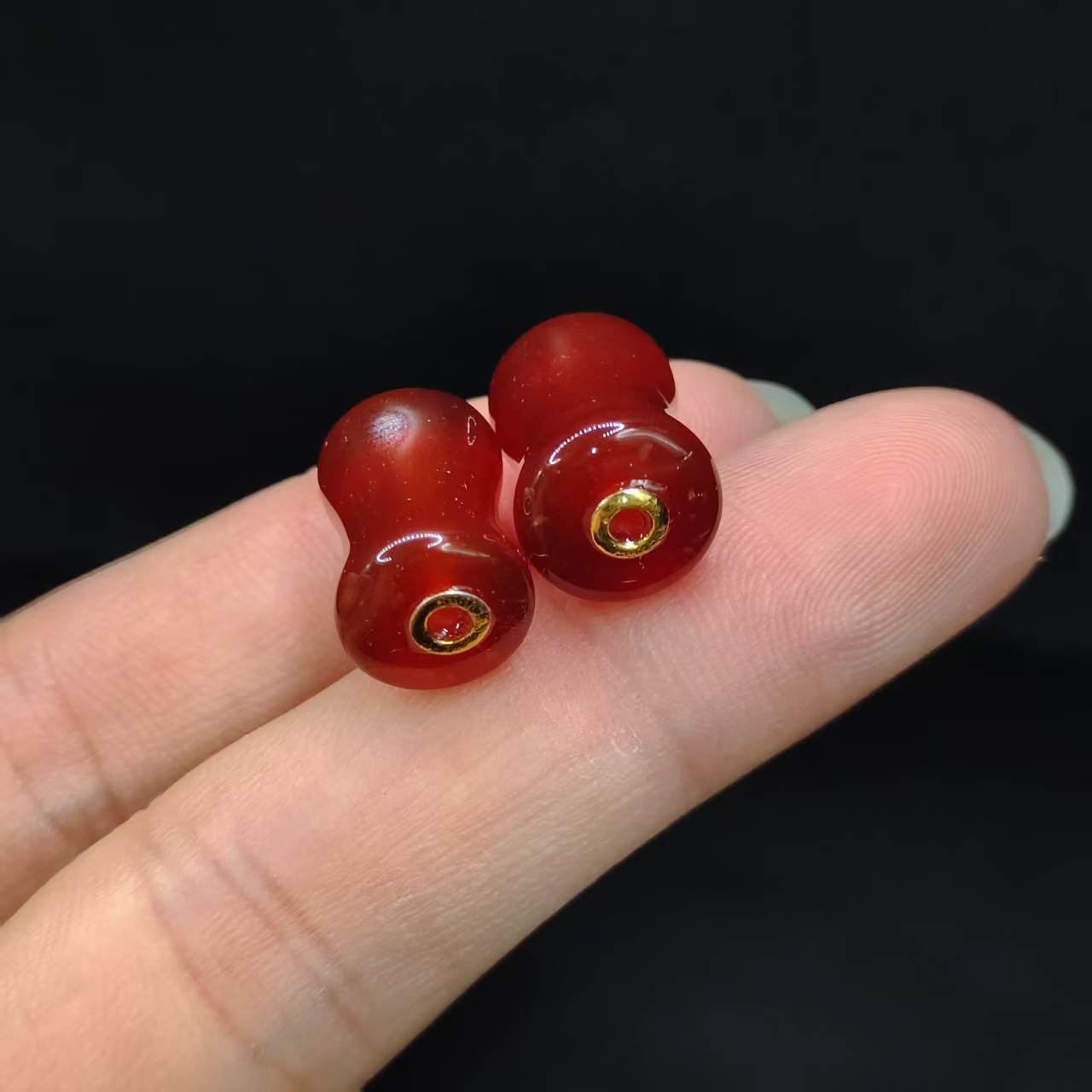 【龙龙严选】18k金牛血红竹节吊坠B3【多样性发其一】约14-10mm