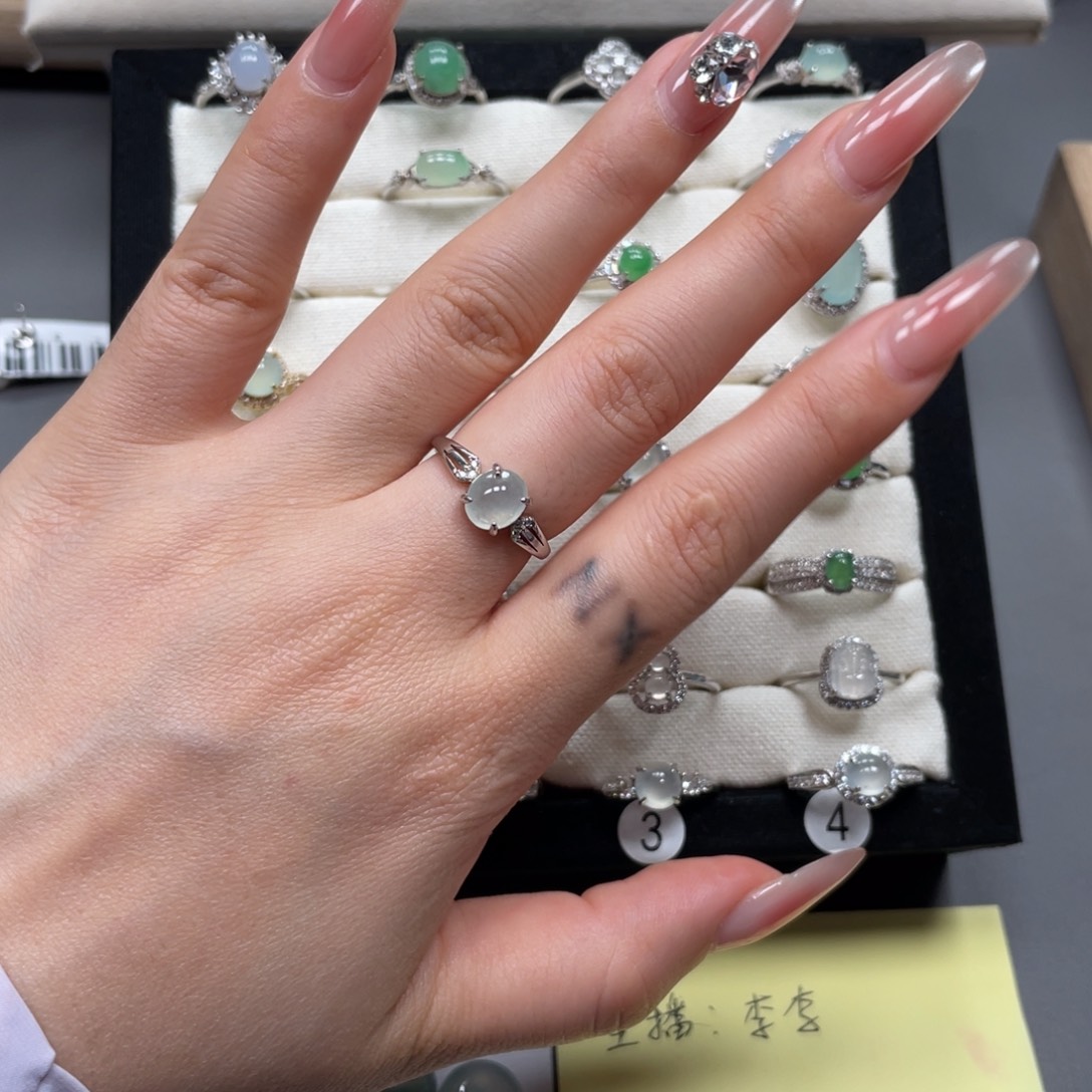 翡翠银S925镶嵌戒指00099