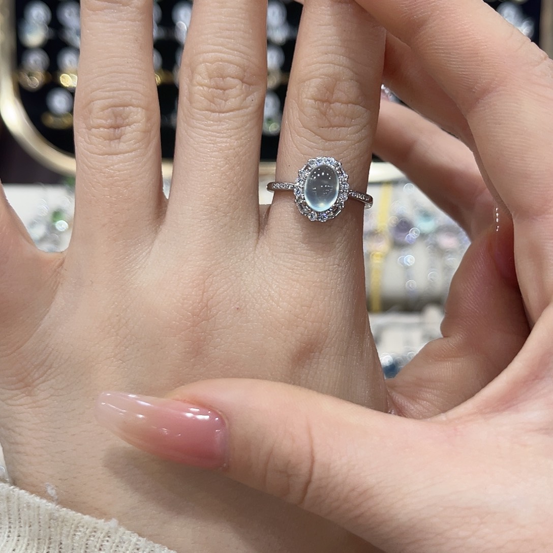 N***y蛇纹石玉银S925镶嵌戒指