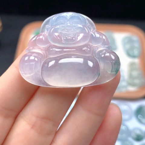 翡翠颈饰未镶嵌冰种飘花大佛公