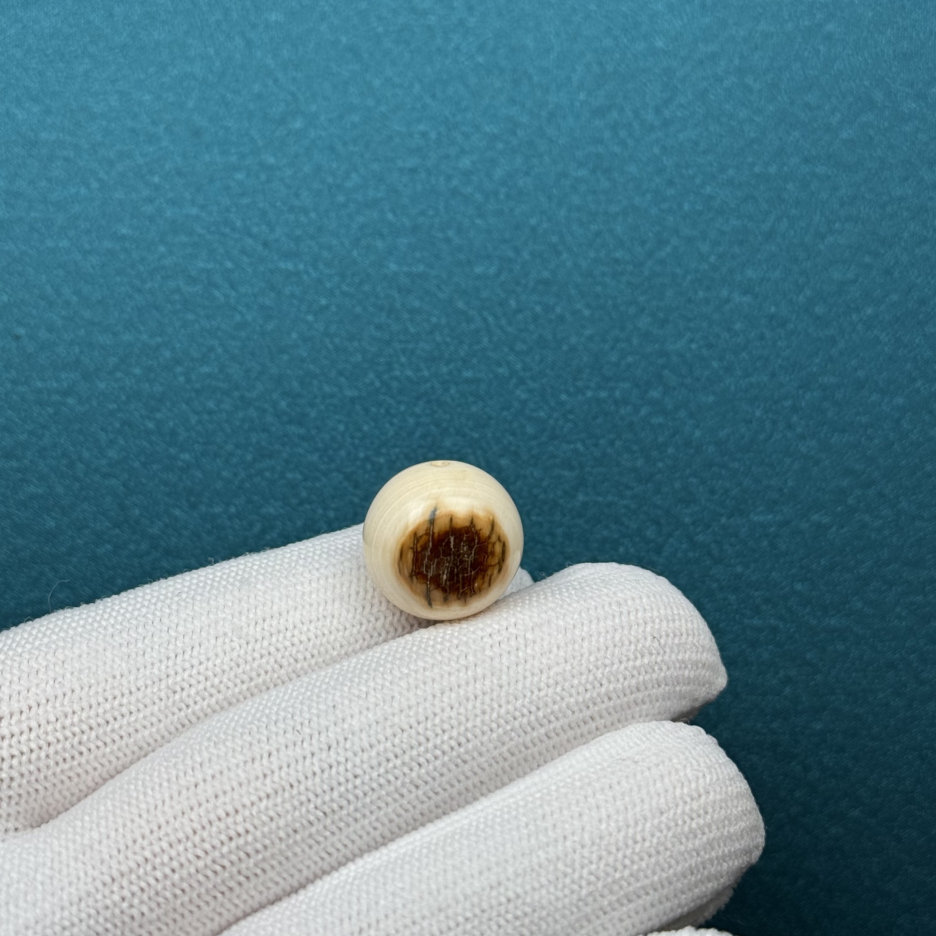 D55-63天然猛犸牙黄金瞳圆珠15.2mm支持复检假一罚十