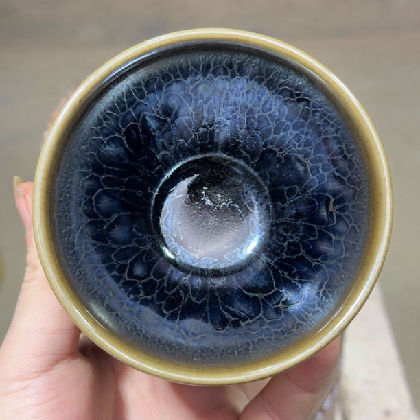 建窑--建盏 蓝莲花 茶盏主人杯 电烧