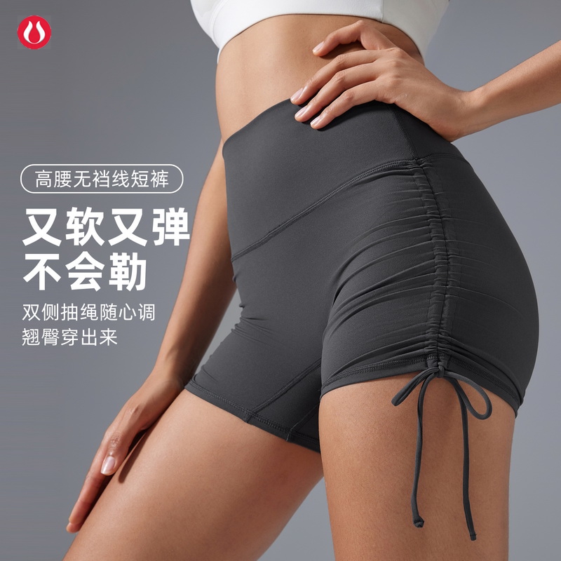 lulu露露首领高腰紧身瑜伽短裤无T线抽褶显瘦翘臀健身运动短裤夏