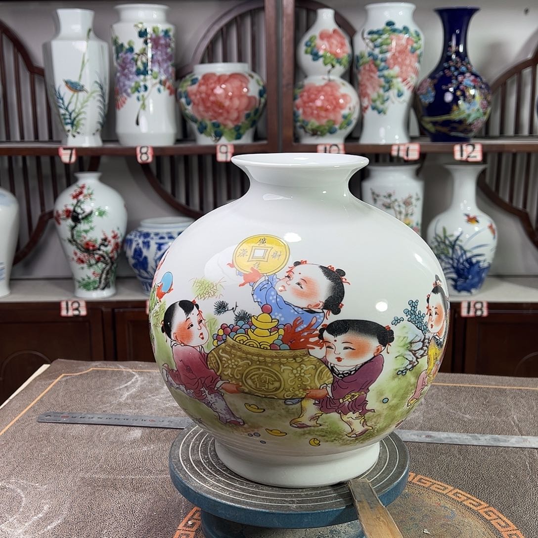 陶摆件景德镇陶瓷石进宝