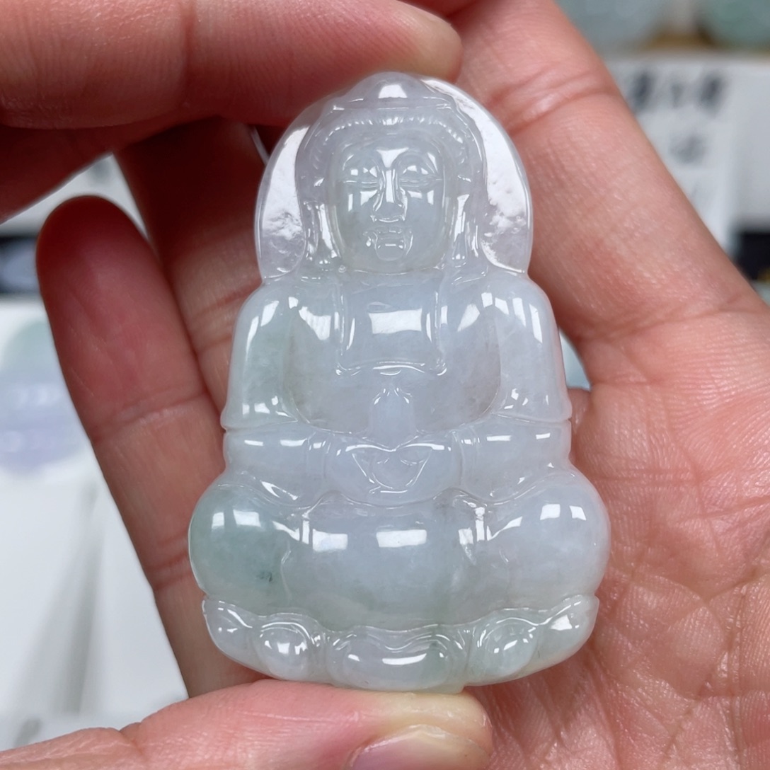 翡翠颈饰未镶嵌天然翡翠A货观音9号