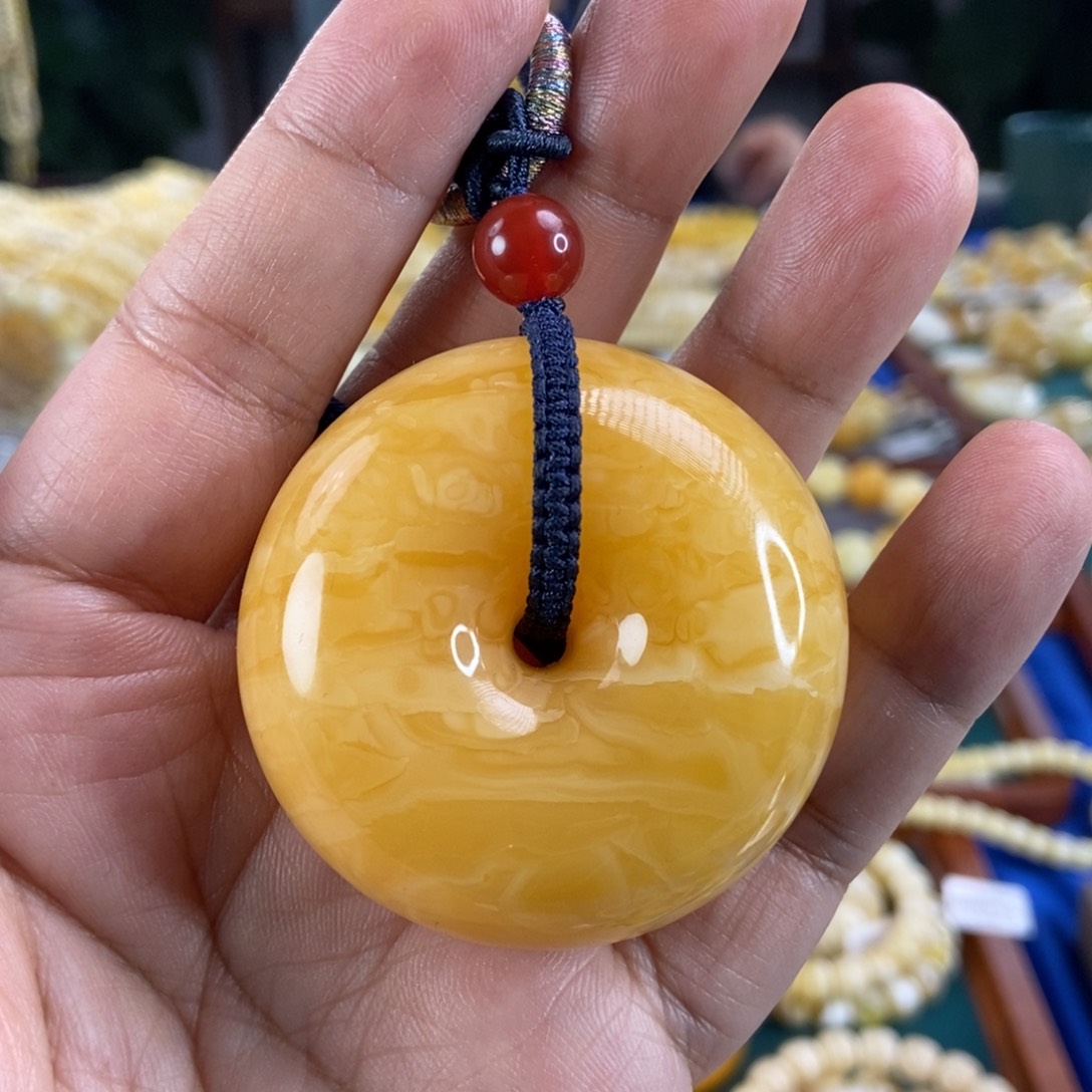 琥珀珠宝奇石未镶嵌焦皮虎皮纹平安扣46.07