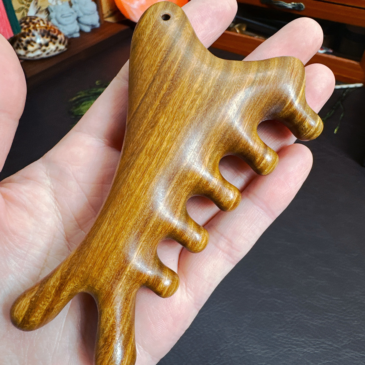 绿檀木四合一多功能经络按摩梳头皮头疗疏通经络防脱发头皮按摩梳