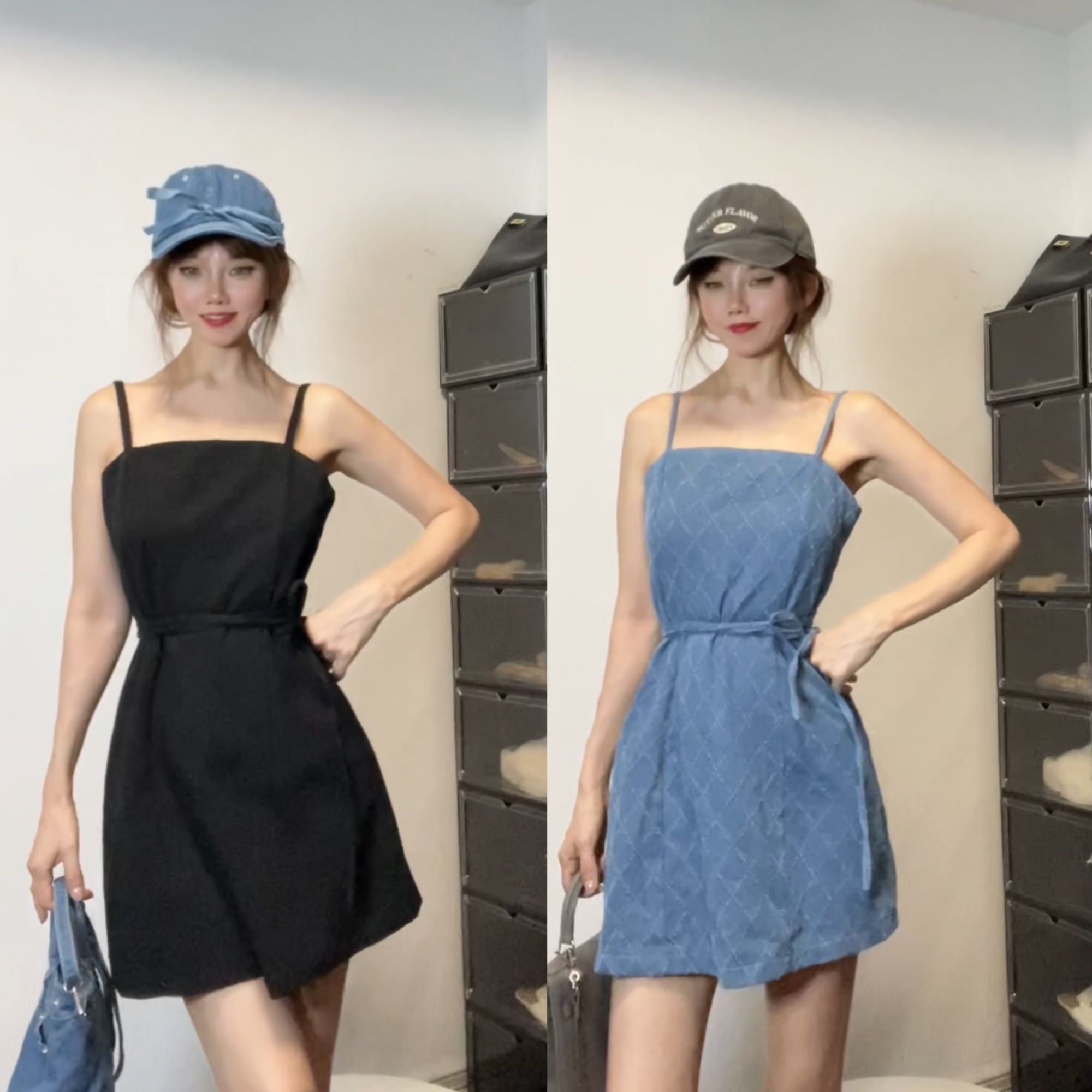 （不退 不退换）夏款牛仔色吊带裙子小香风