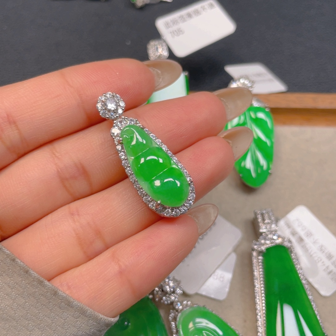 翡翠银S925镶嵌挂件