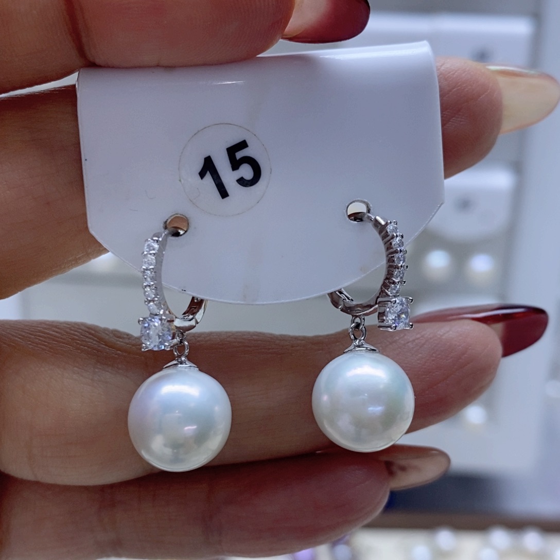 淡水珍珠耳饰银S925镶嵌