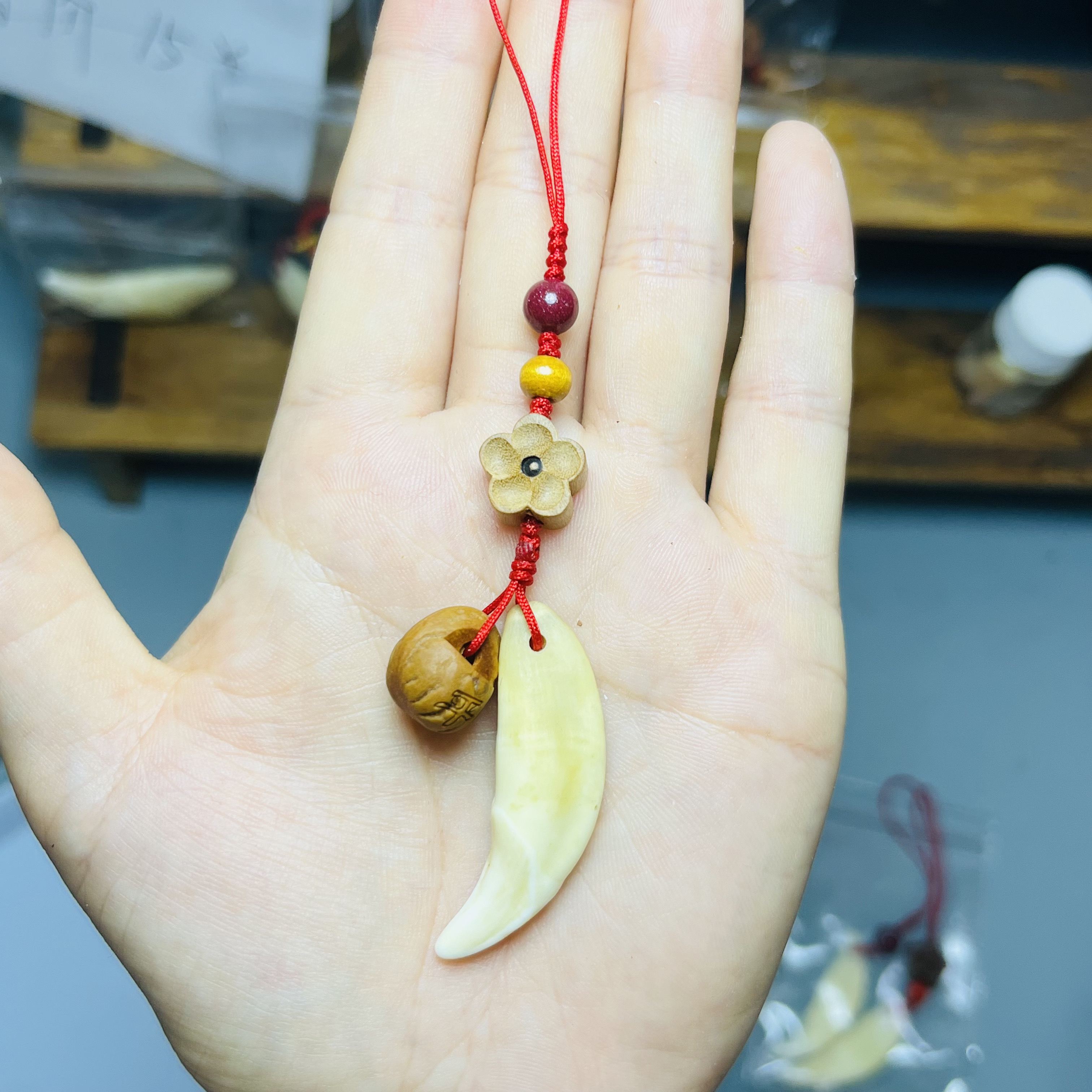 【手机挂绳】黑狗牙桃木包挂件钥匙扣情侣饰品盘玩件