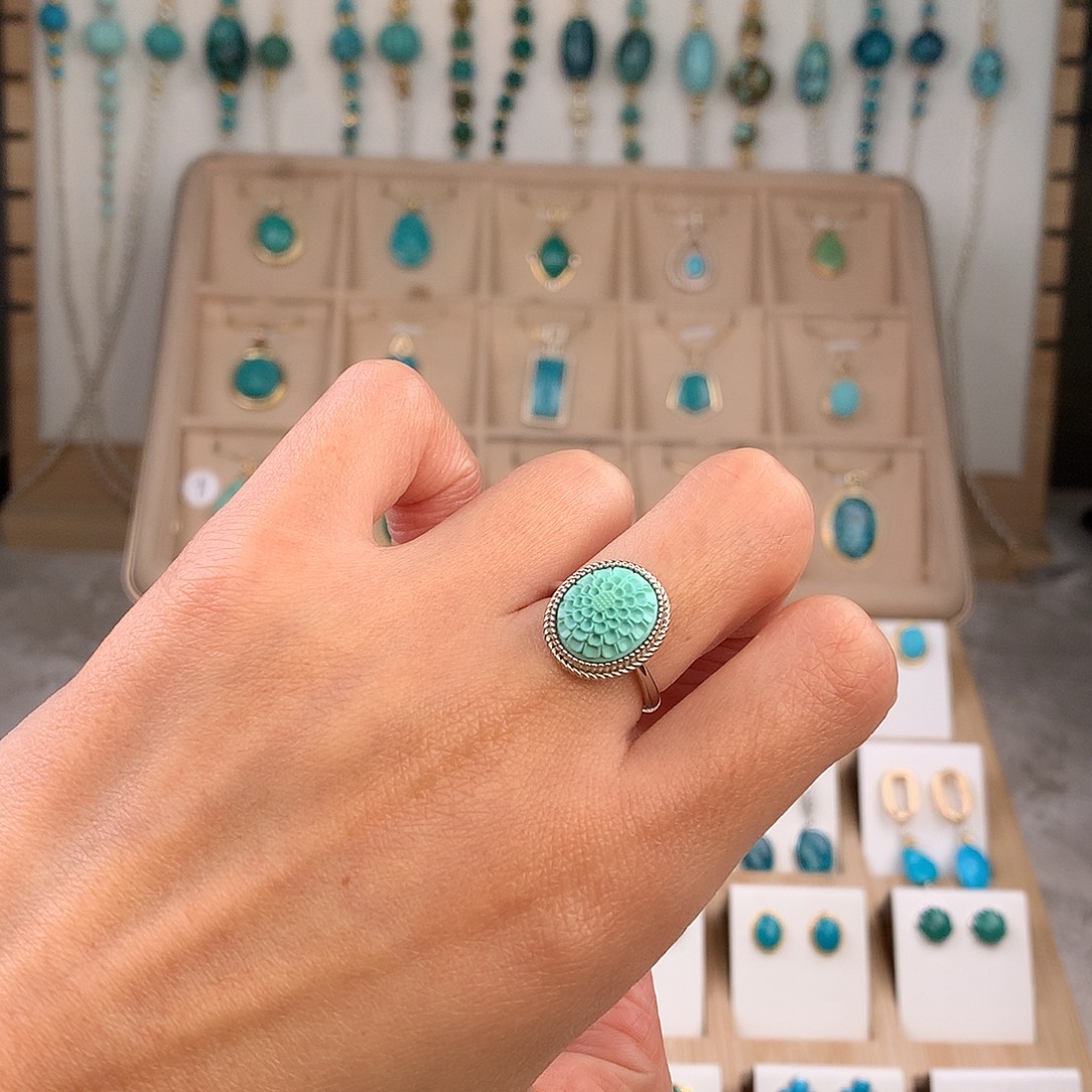 绿松石银S925镶嵌戒指