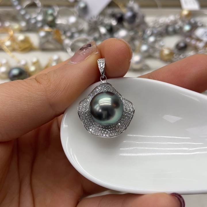 海水珍珠吊坠(不含链)银S925镶嵌