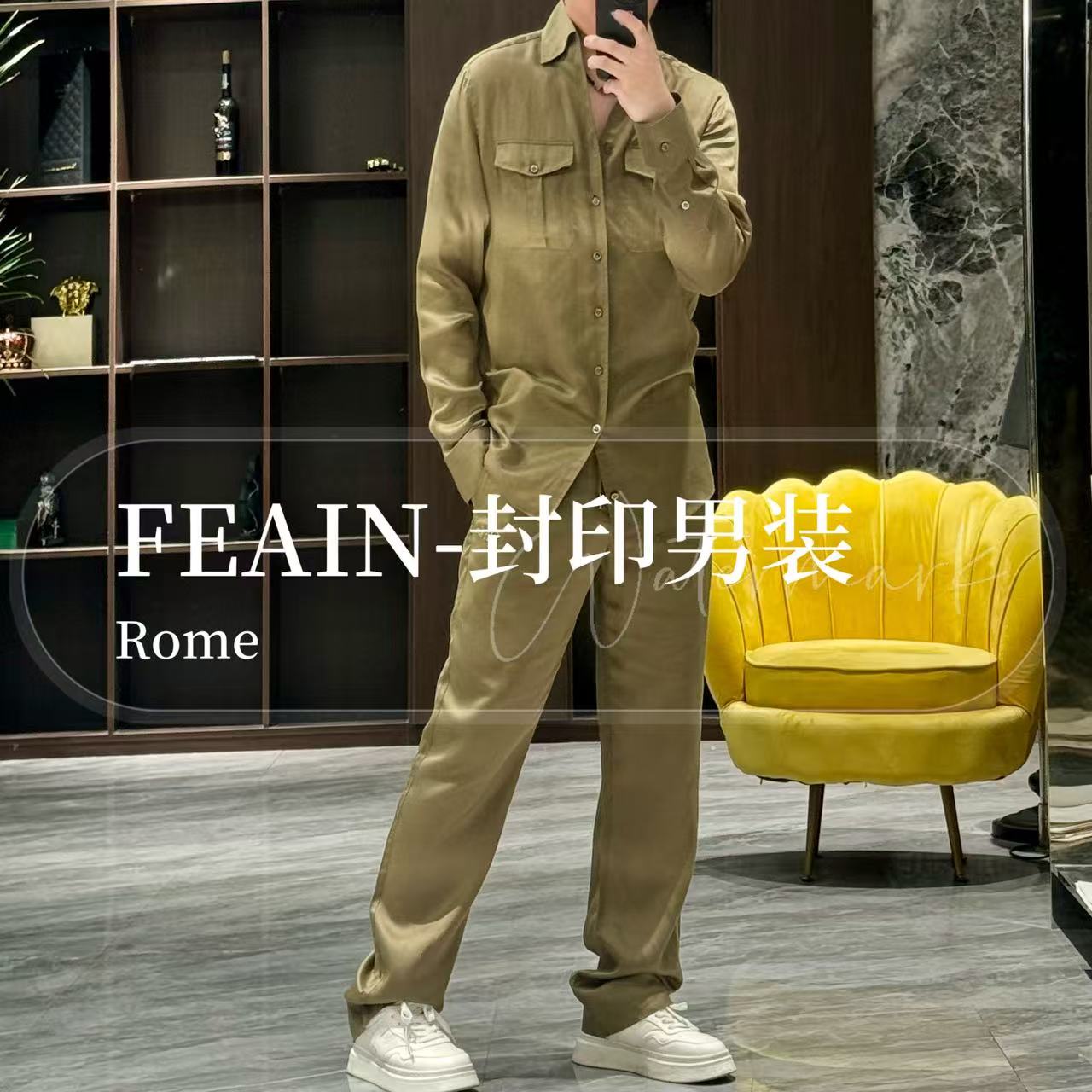 【亚麻莱塞尔】早秋高端定制工装口袋设计衬衫套装8026
