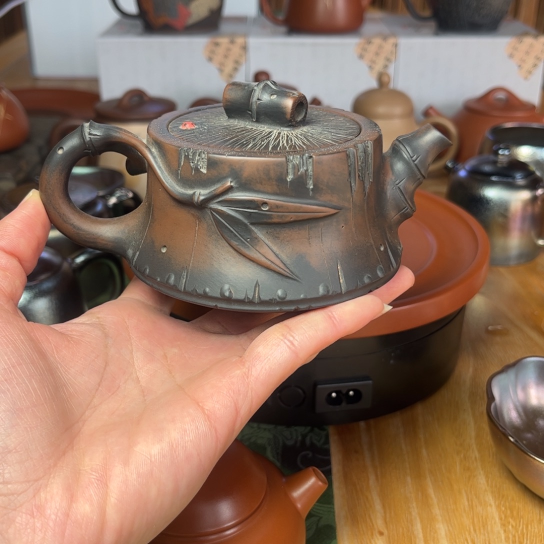 建水紫陶竹节壶仿生壶特价