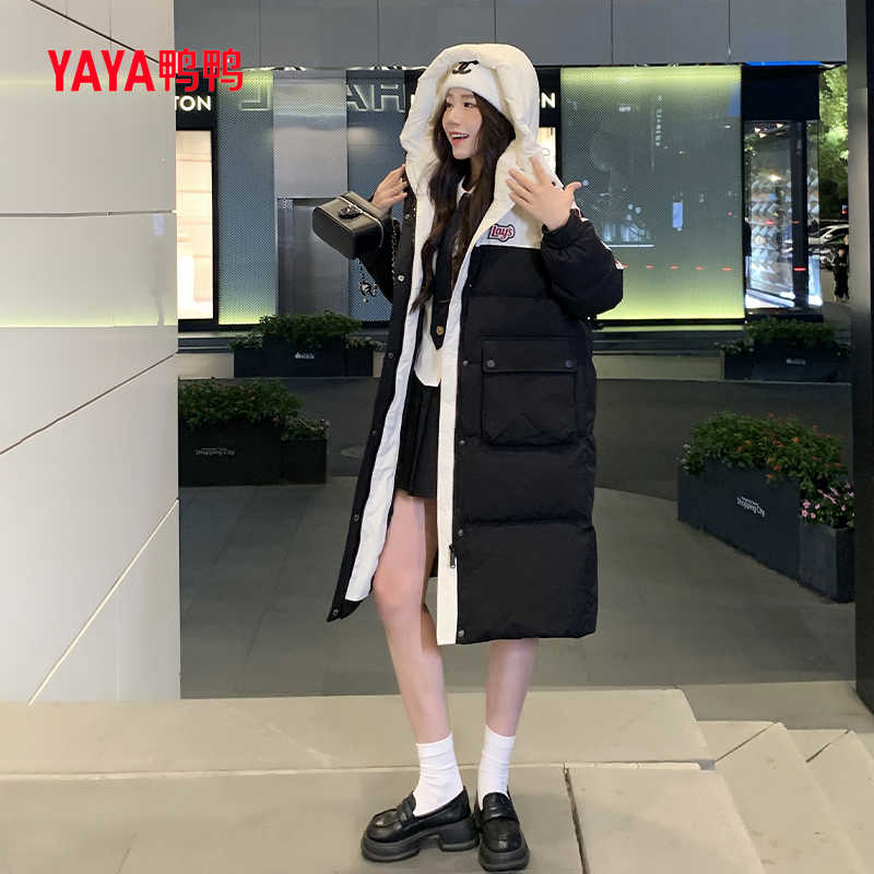 YAYA/鸭鸭乐事联名款【新国标90绒】情侣羽绒服2025年长款加厚连帽