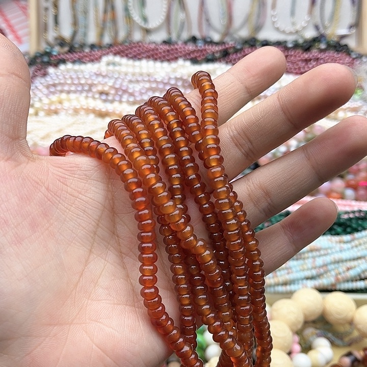 玛瑙/玉髓珠宝半成品未镶嵌一条6mm左右玛瑙算盘珠