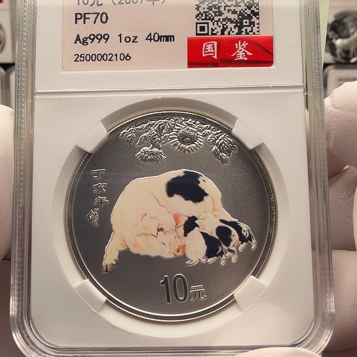 纯银2007彩猪纯银纪念币