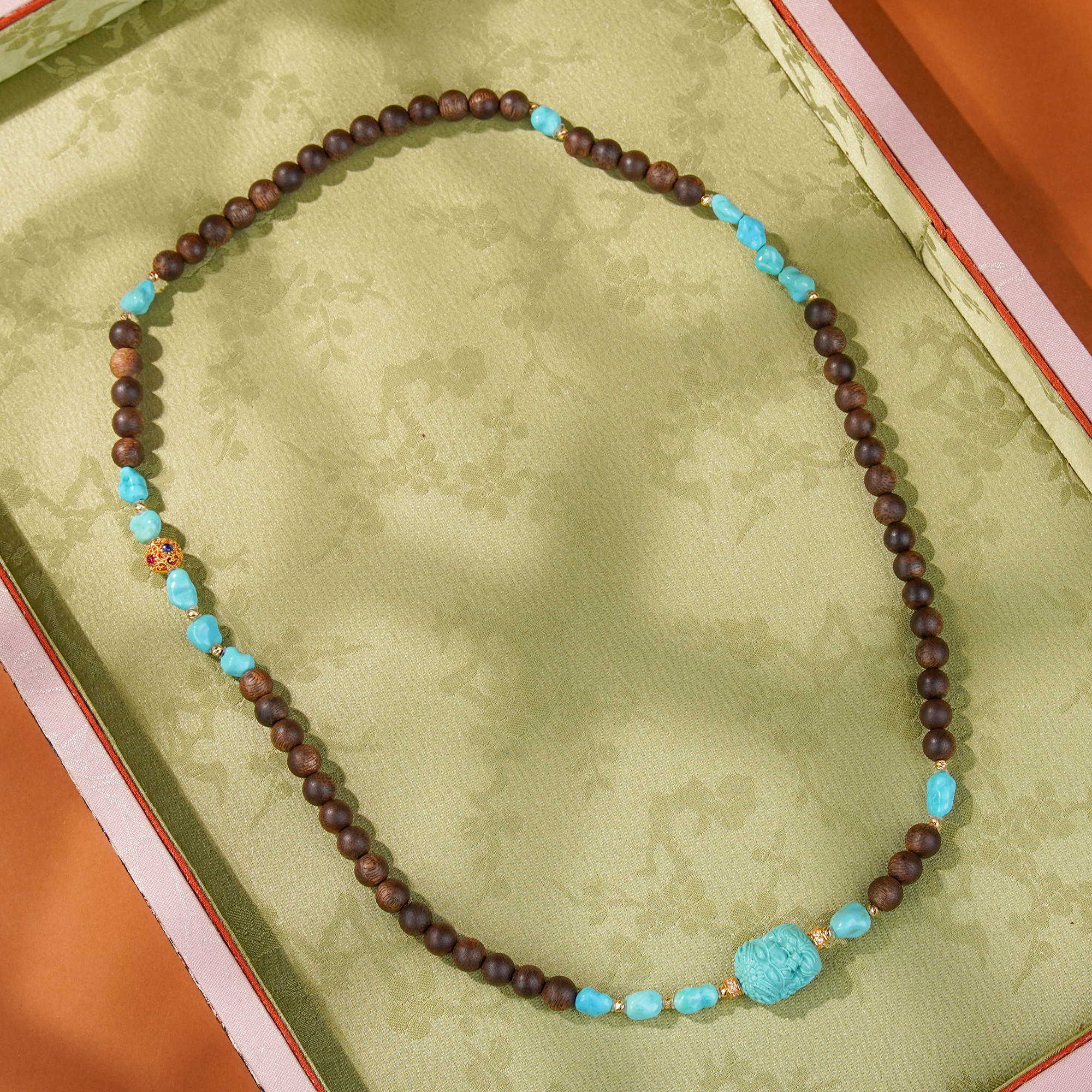 沉香沉水白奇楠0.6DIY18k绿松扎基沉香手串三圈/CX00459