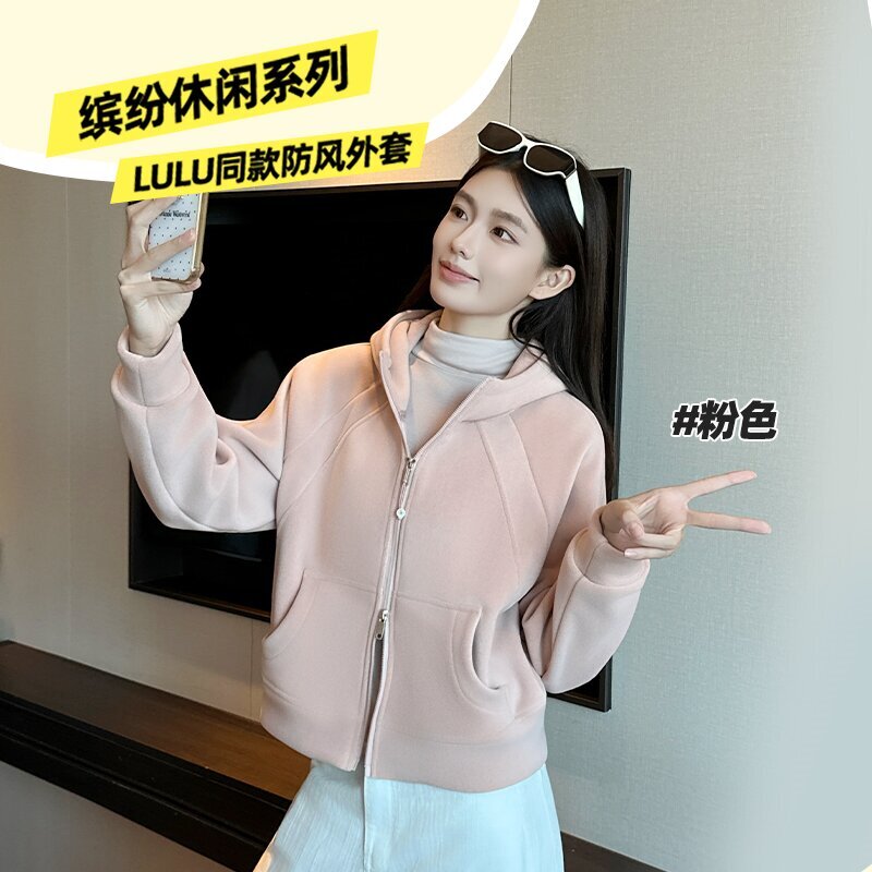 2025秋冬新款奥粒绒重磅加厚连帽卫衣户外运动休闲开衫外套女