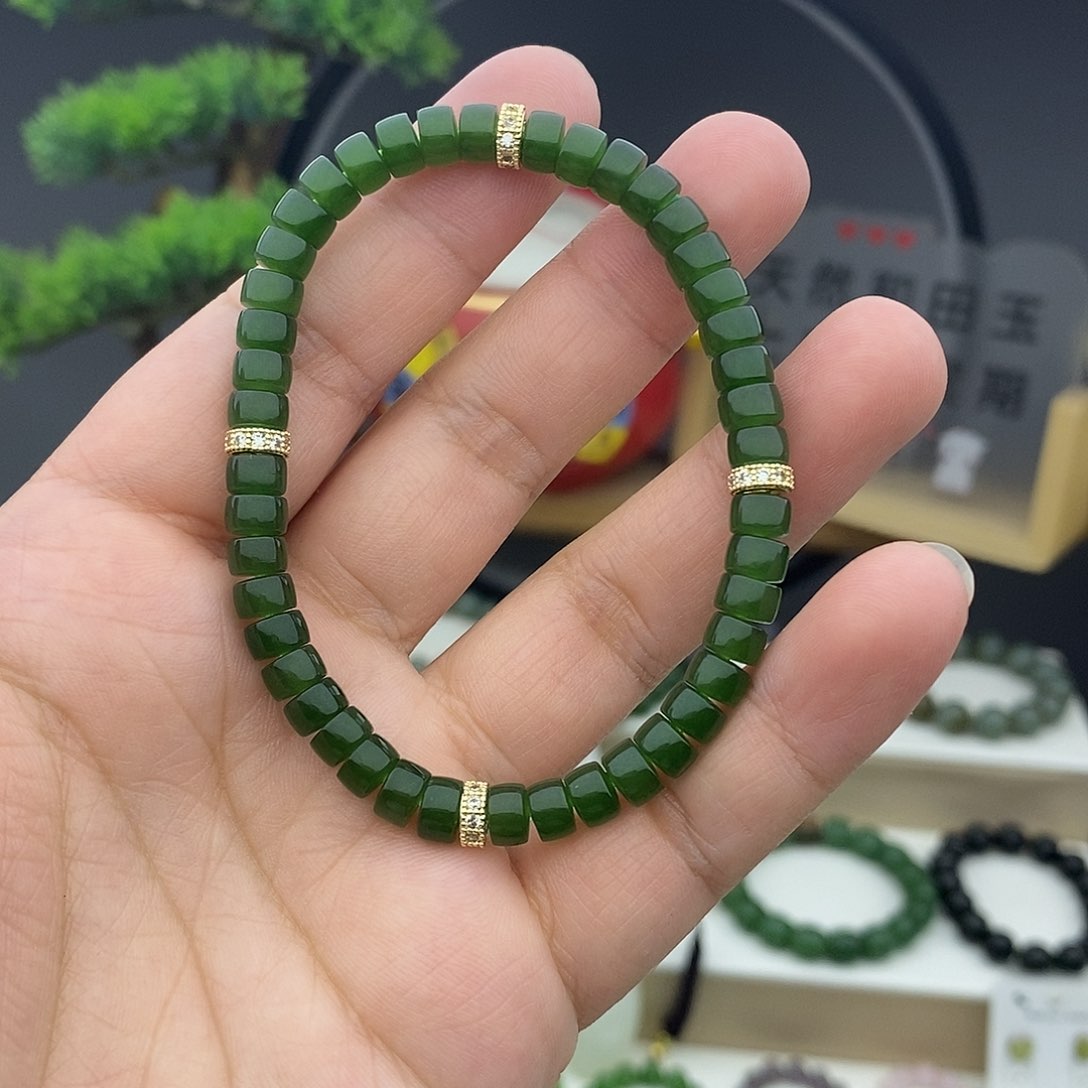 手链未镶嵌和田玉（碧玉）