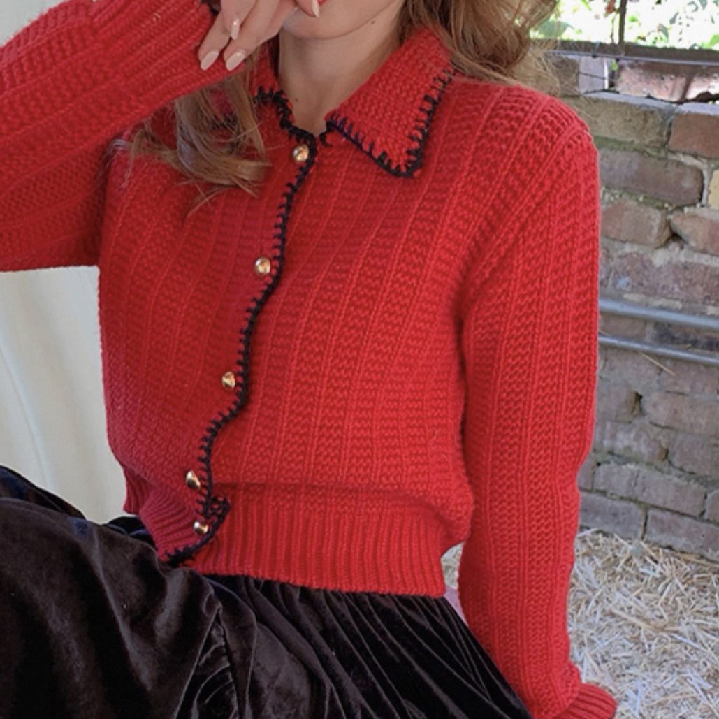 99新 MIU MIU/缪缪 红色针织毛衣/38码/A04718