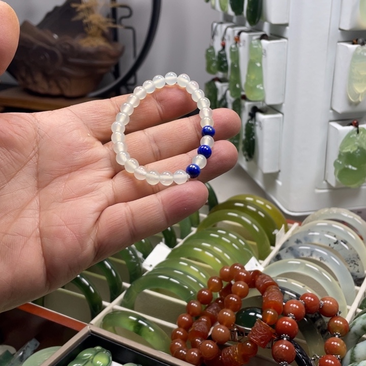 蛇纹石玉合金手链