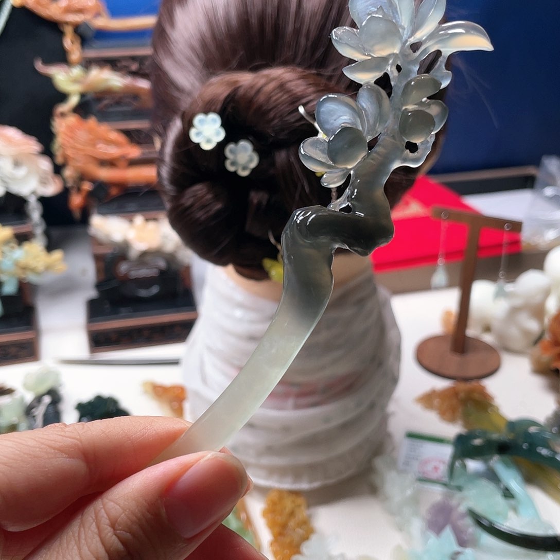 【闪购商品】未镶嵌岫玉发饰羽****）