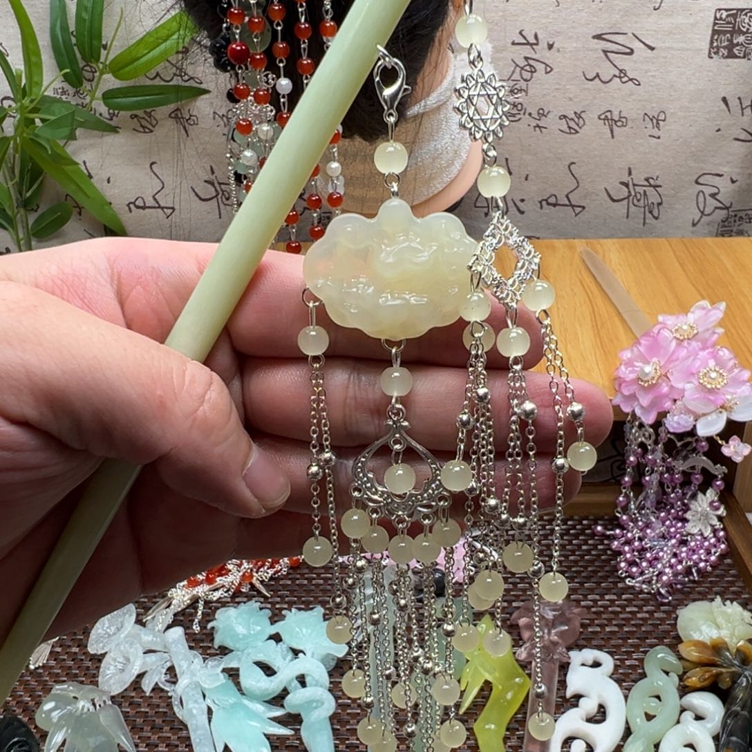 蛇纹石玉合金发饰