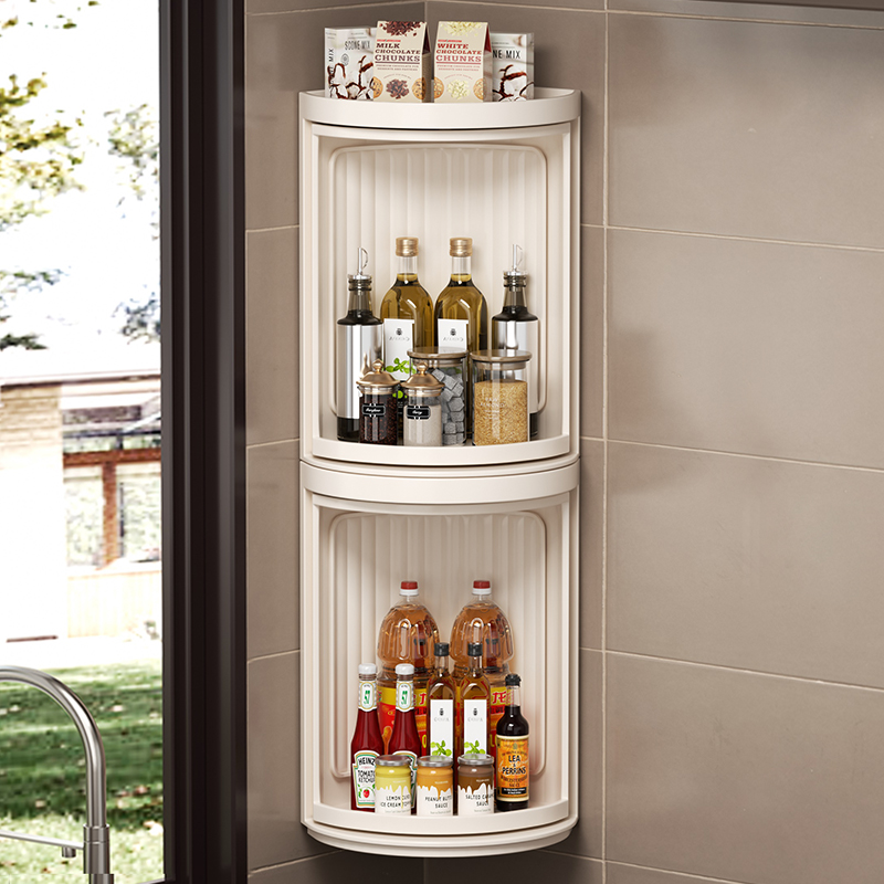 厨房专用可旋转置物架转角360度调味料调料品壁挂免打孔收纳