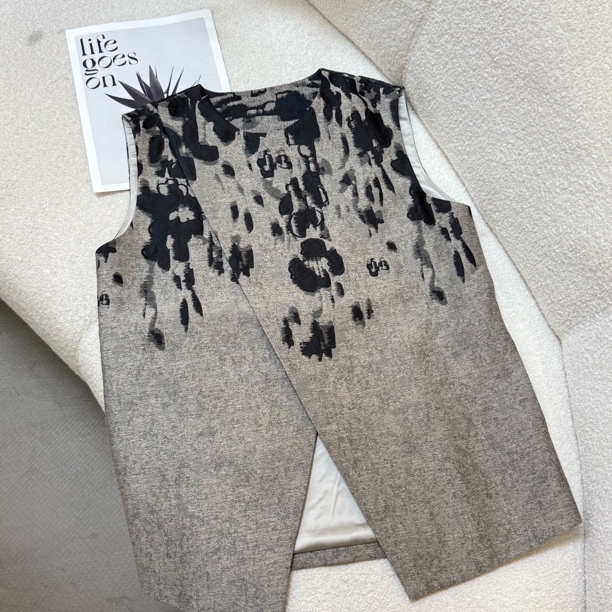 秋款气质新中式国风开叉马甲1476