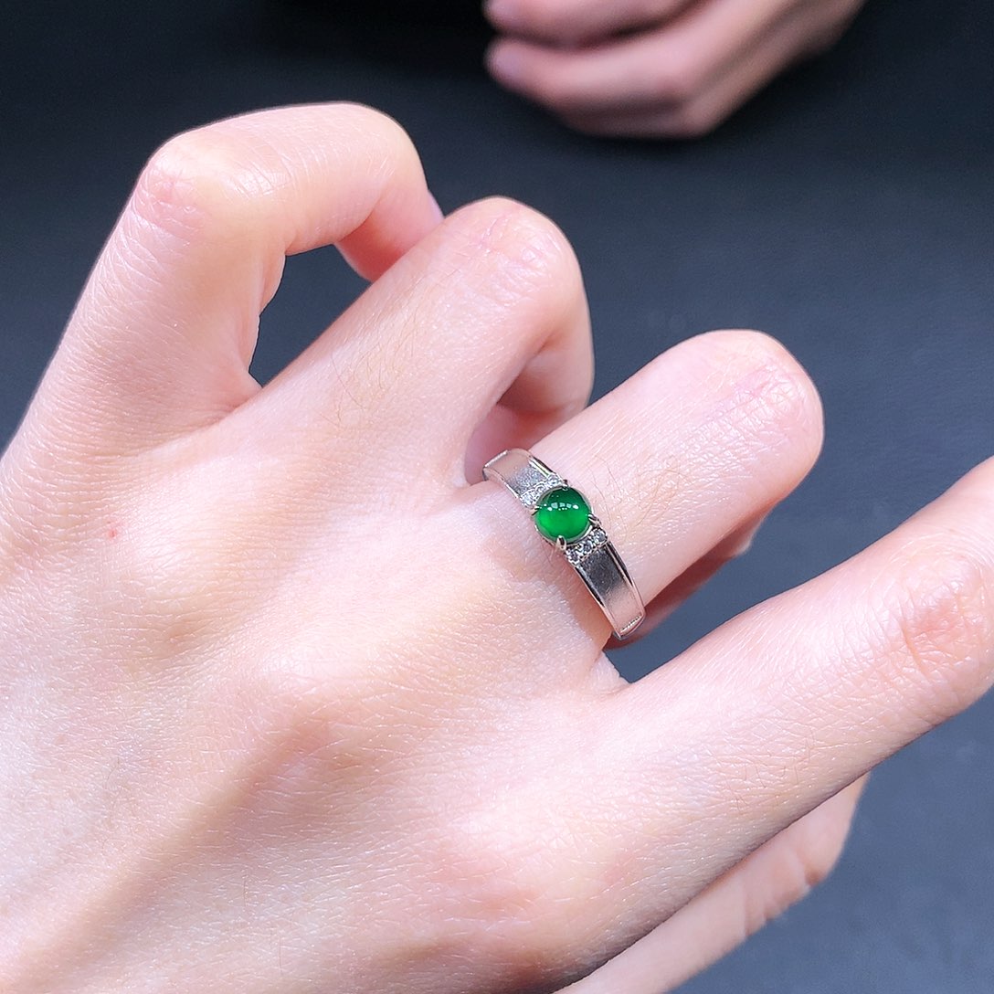 银S925镶嵌戒指翡翠翡翠