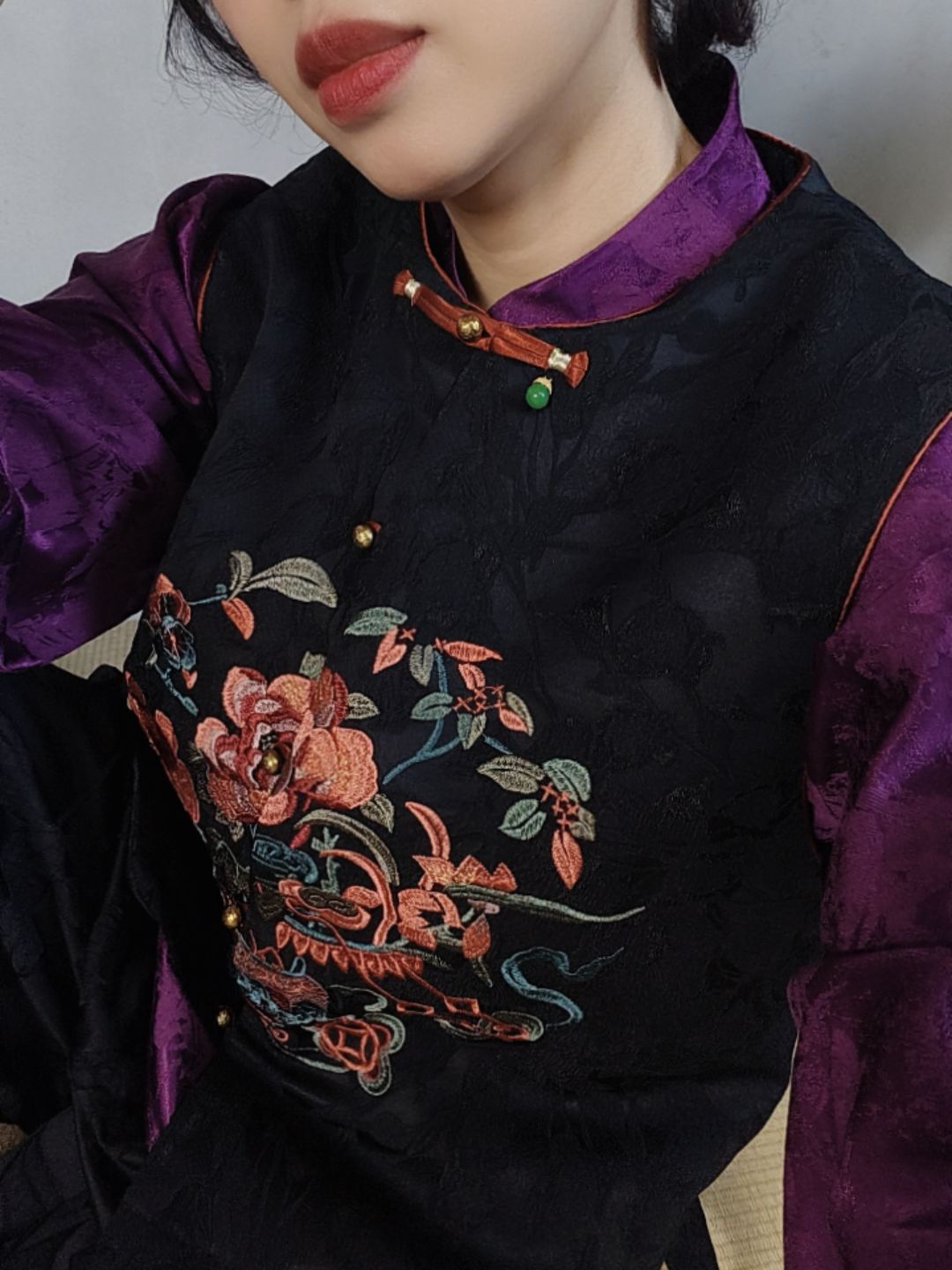 花朝月夕【鱼鱼家】古风刺绣盘扣原创轻奢马夹 4049