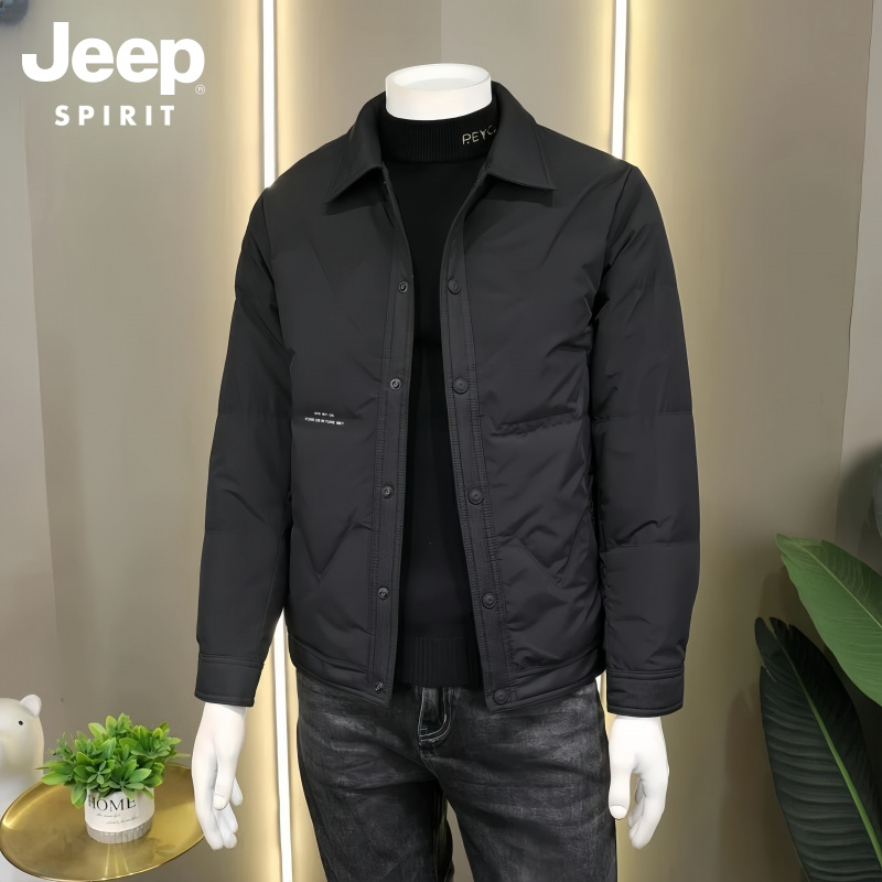 JEEPSPIRIT吉普冬季羽绒服白鸭绒男装韩版商务休闲保暖翻领羽绒服