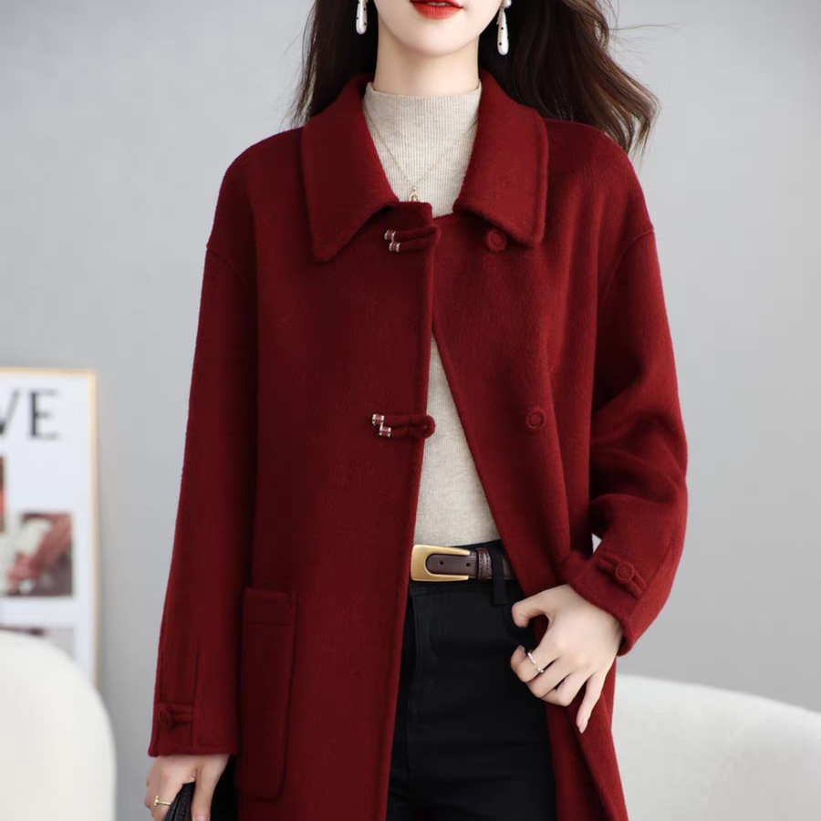 冬季新款简约时尚显瘦毛呢外套