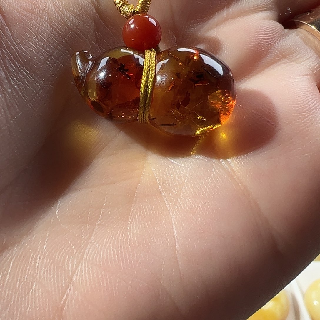 蜜蜡未镶嵌裸石花珀葫芦