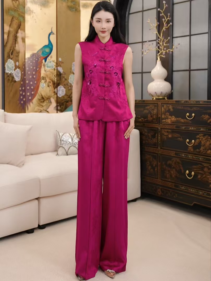 Betty Bairn【沁园春】高定系列桑蚕丝提花刺绣马甲25B-BW9192