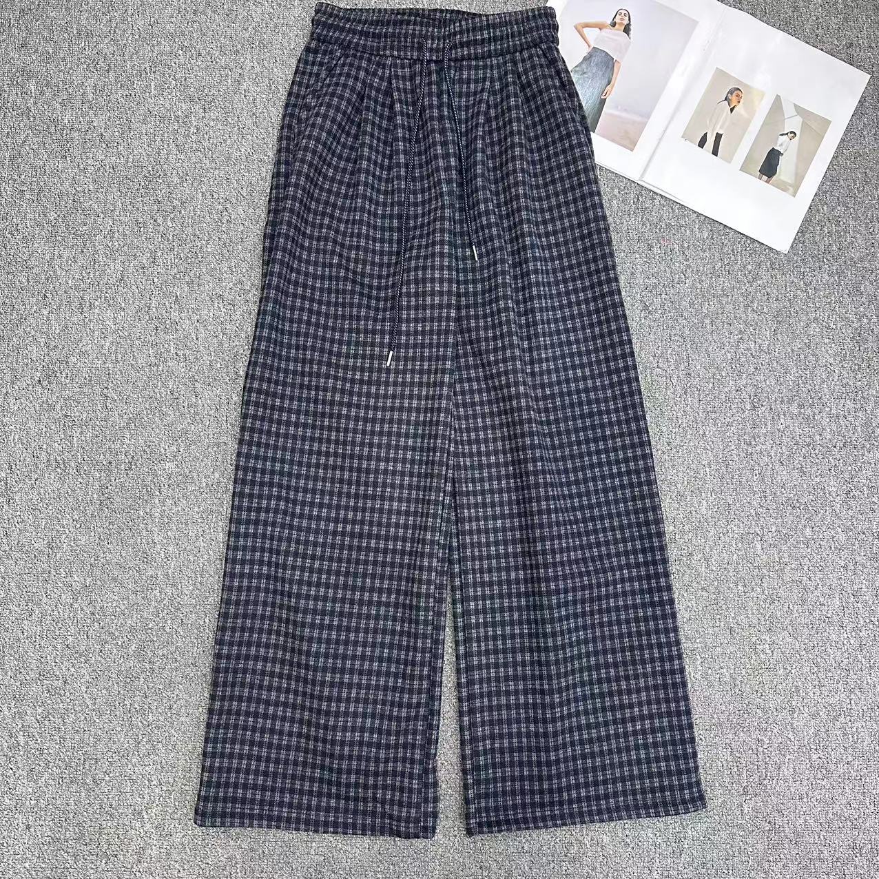 【周周家】7017濮院冬季羊毛格子裤女士休闲时尚街头风