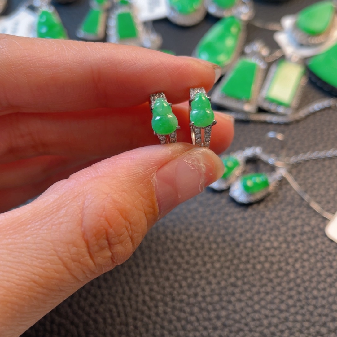 翡翠银S925镶嵌吊坠(不含链)耳包