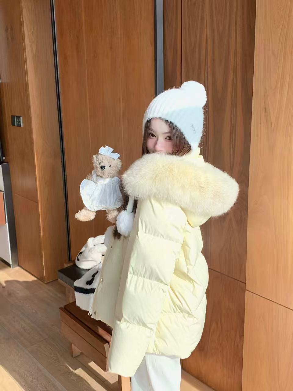 F3D/A30-4黄色“毛领”棉服外套