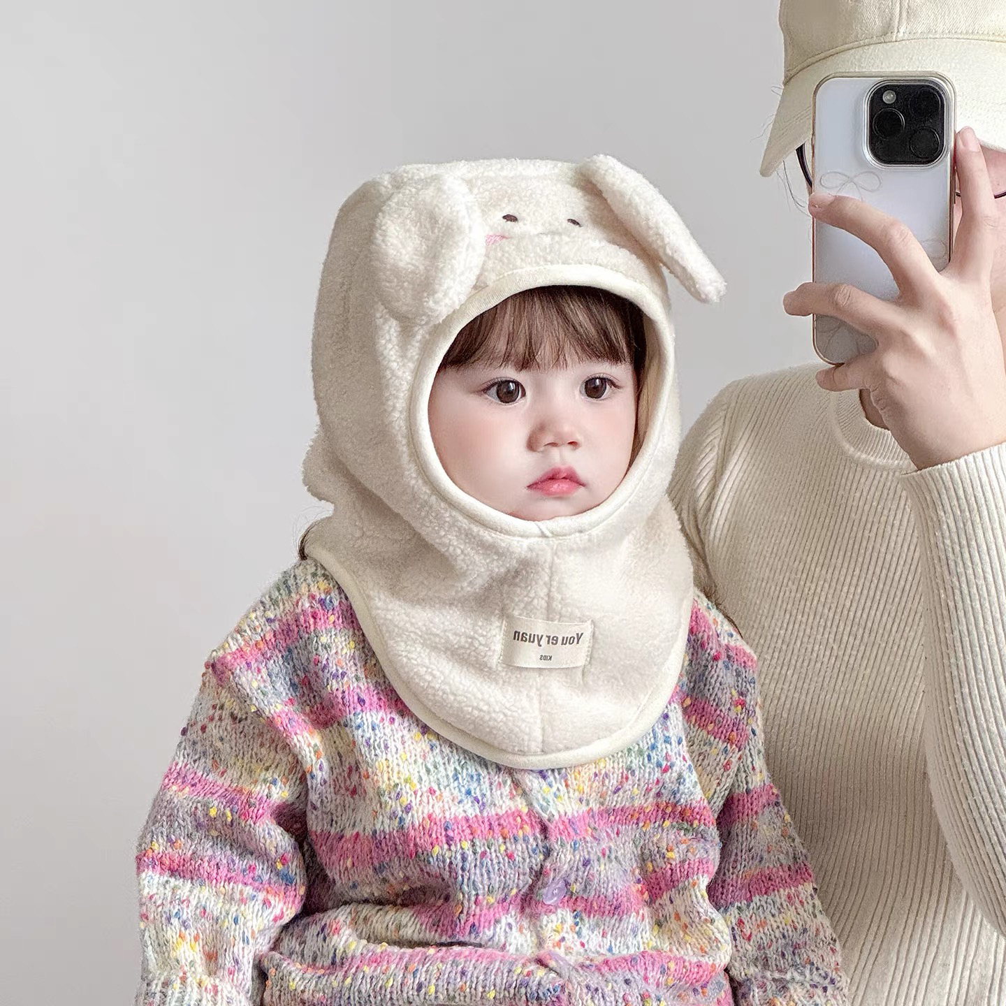 宝宝帽子秋冬季毛绒帽围巾一体加厚保暖男女宝护耳保暖防风帽