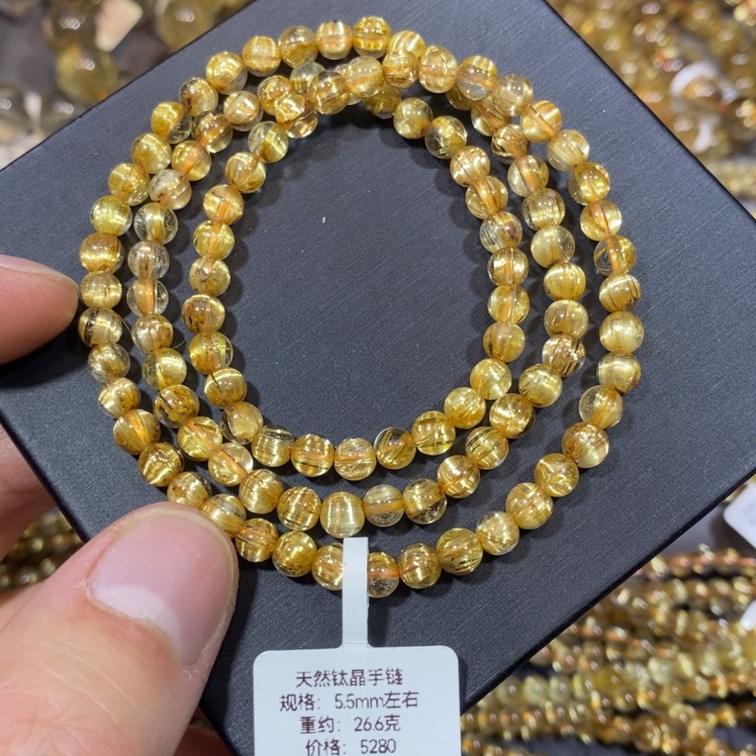 手链水晶未镶嵌5.5mm钛晶手链三圈