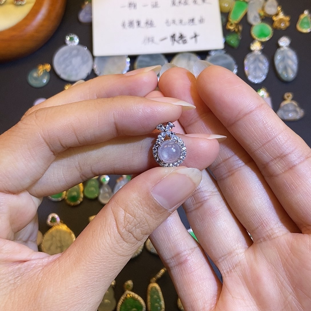 翡翠银S925镶嵌吊坠(不含链)