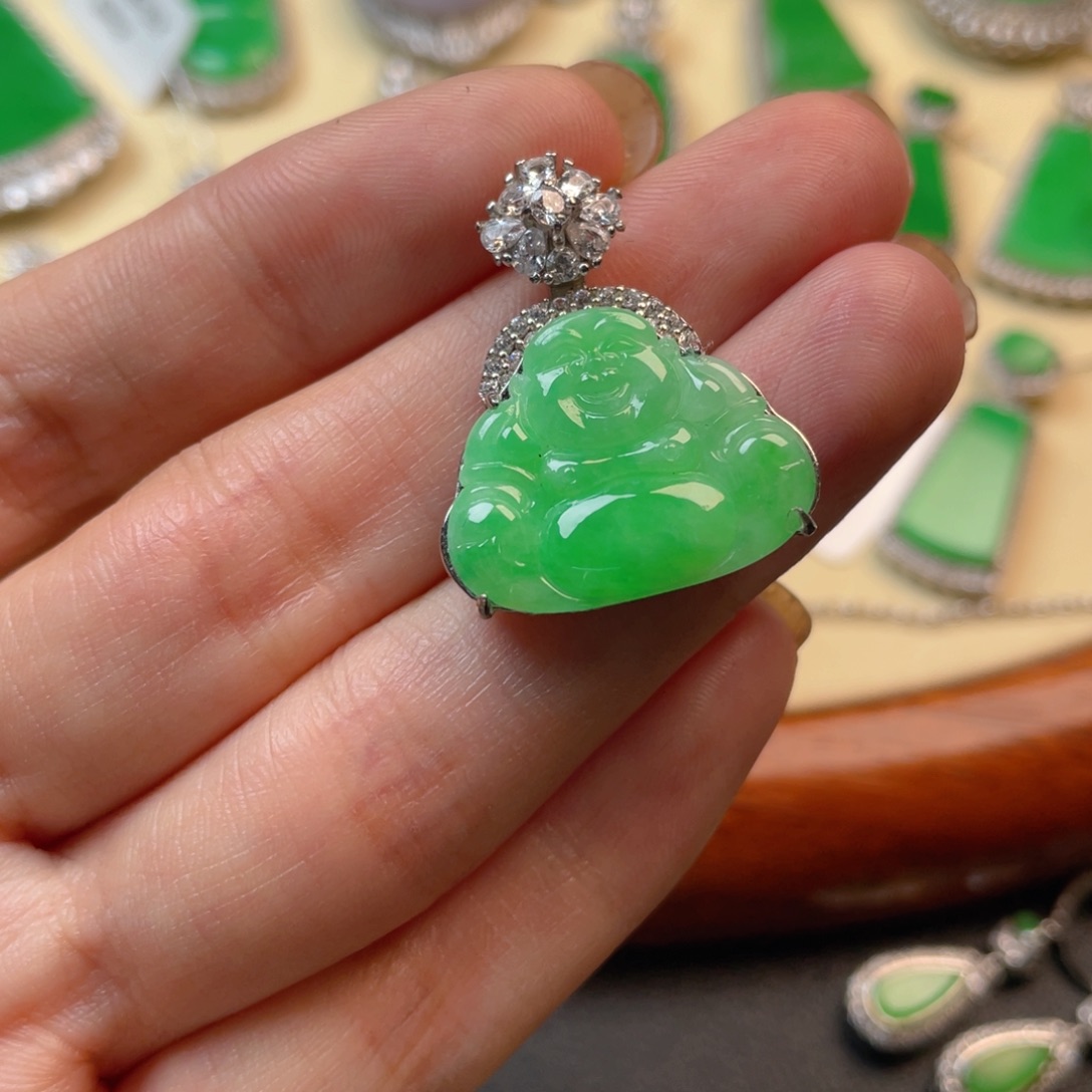 翡翠吊坠(不含链)银S925镶嵌